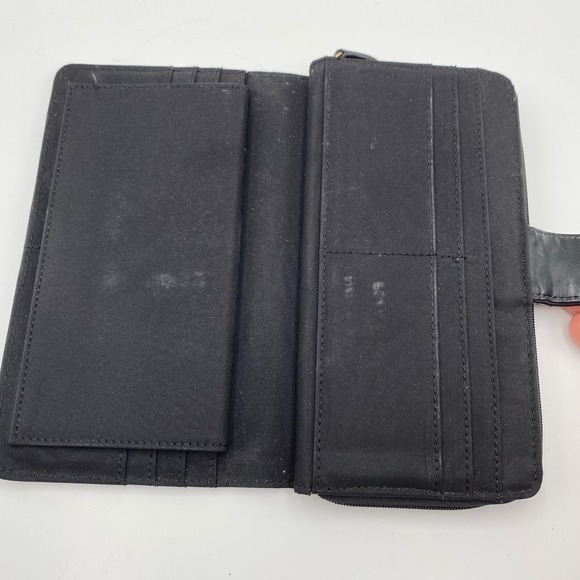 Vintage Aigner Black Leather Long Wallet Organizer Snap Closure Zip Around - Picture 5 of 8